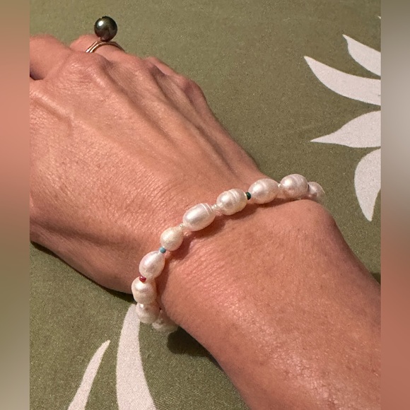 996. Natural Freshwater Pearl 18K Gold Handmade Bead Bracelet - Picture 1 of 6